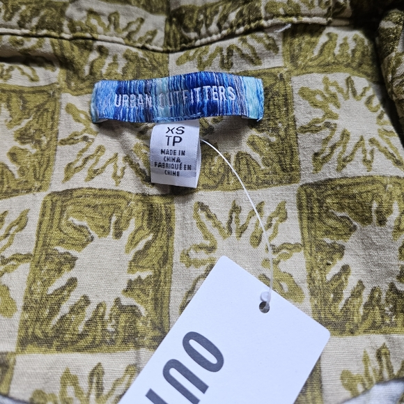 URBAN OUTFITTERS Freya Linen Collared Mini Dress Green Sun XS UO NWT - Picture 3 of 11